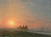 И.К. АЙВАЗОВСКИЙ. Закат. Тройка в степи. 1865